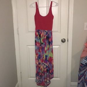 Red High-low Dress with Colorful Design